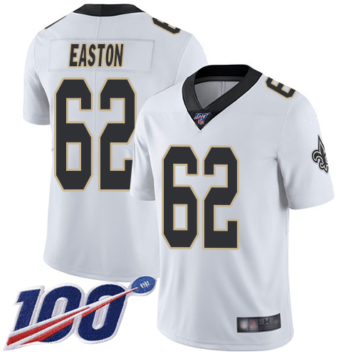 Men New Orleans Saints Limited White Nick Easton Road Jersey NFL Football #62 100th Season Vapor Untouchable Jersey